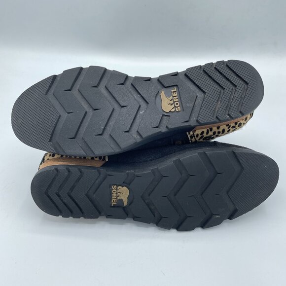 SOREL Boots Suede Leather Side Zip Ankle Booties Black/Tan Animal Women's 7.5 - Picture 11 of 12